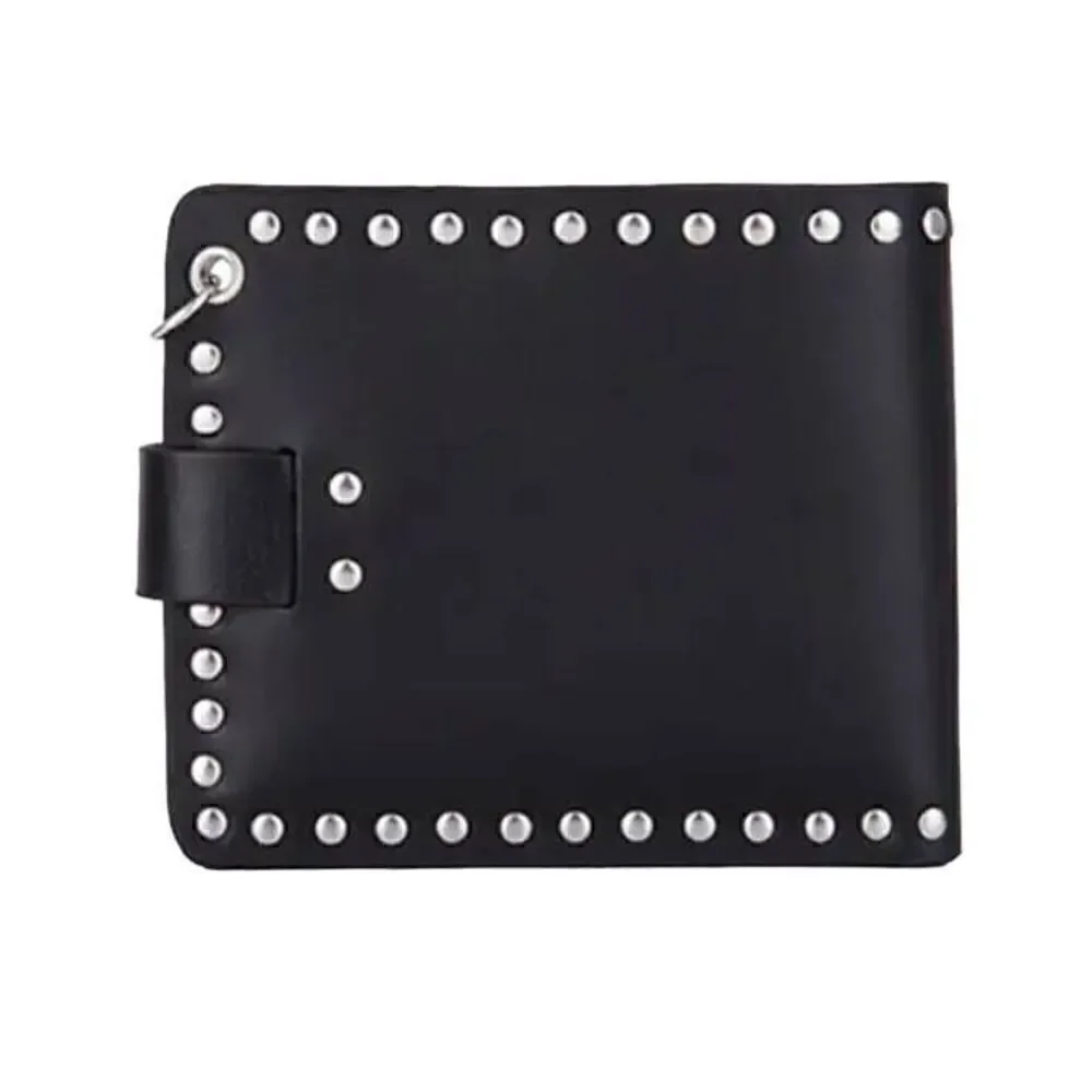 Vintage Black Leather Skull Wallet -O
